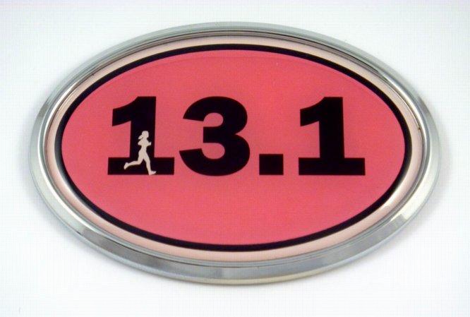 13.1 Pink Oval 3D Runner Chrome Car Emblem