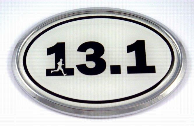 13.1 White Oval 3D Chrome Car Emblem