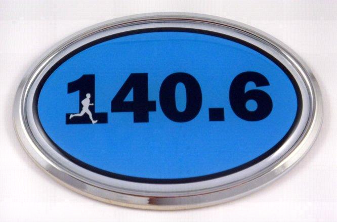 140.6 Blue Oval 3D Runner Chrome Car Emblem