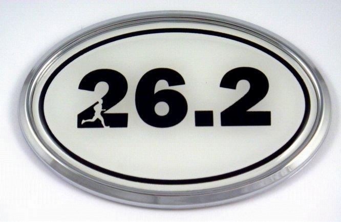 26.2 White Oval 3D Runner Chrome Car Emblem
