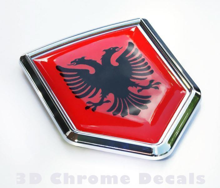 Albania Flag Crest Chrome Emblem 3D Decal Sticker
