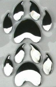 Bear or Dog Paws Solid Metal Zinc Emblems - PAIR