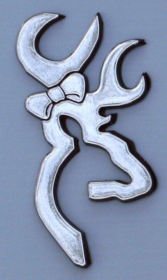 Deer Head Outline with Bow Chrome Emblem