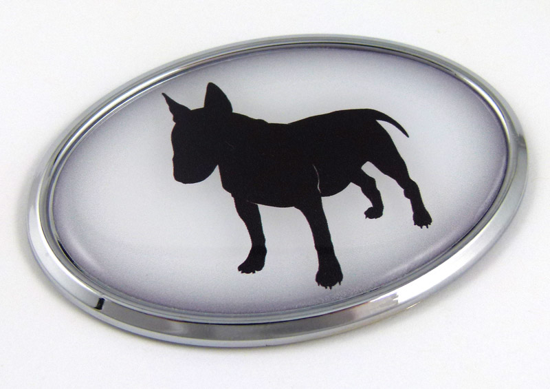 Bull Terrier 3D Adhesive Oval Chrome Pet Emblemr