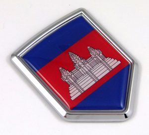 Cambodia 3D Adhesive Flag Crest Chrome Car Emblem