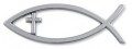20 Christian Fish Outline with Cross Chrome Emblems