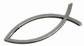 Christian Fish Outline Chrome Emblem Large