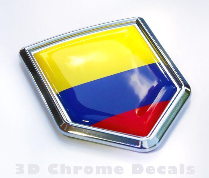 Colombia Flag Colombian Emblem Chrome Crest Decal Sticker