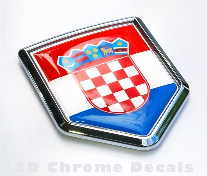 Croatia Flag Croatian Emblem Chrome Crest Decal Sticker