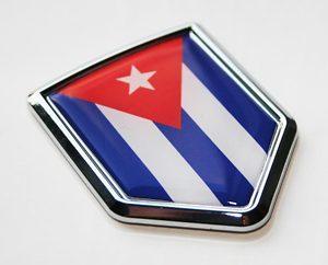 Cuba Cuban Flag Decal Crest Chrome Emblem Sticker 3D