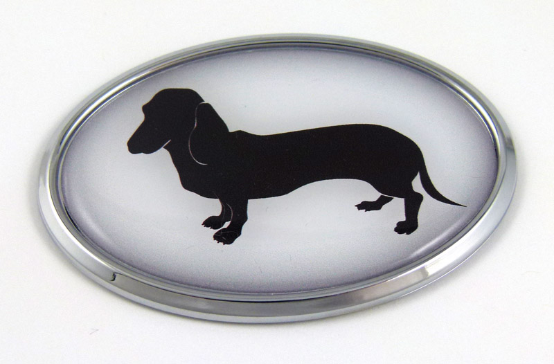 Deschaund 3D Adhesive Oval Chrome Pet Emblem