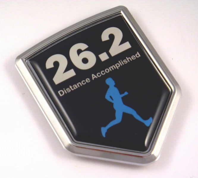 Distance Accomplished Man Runner Shield 3D Chrome Car Emblem
