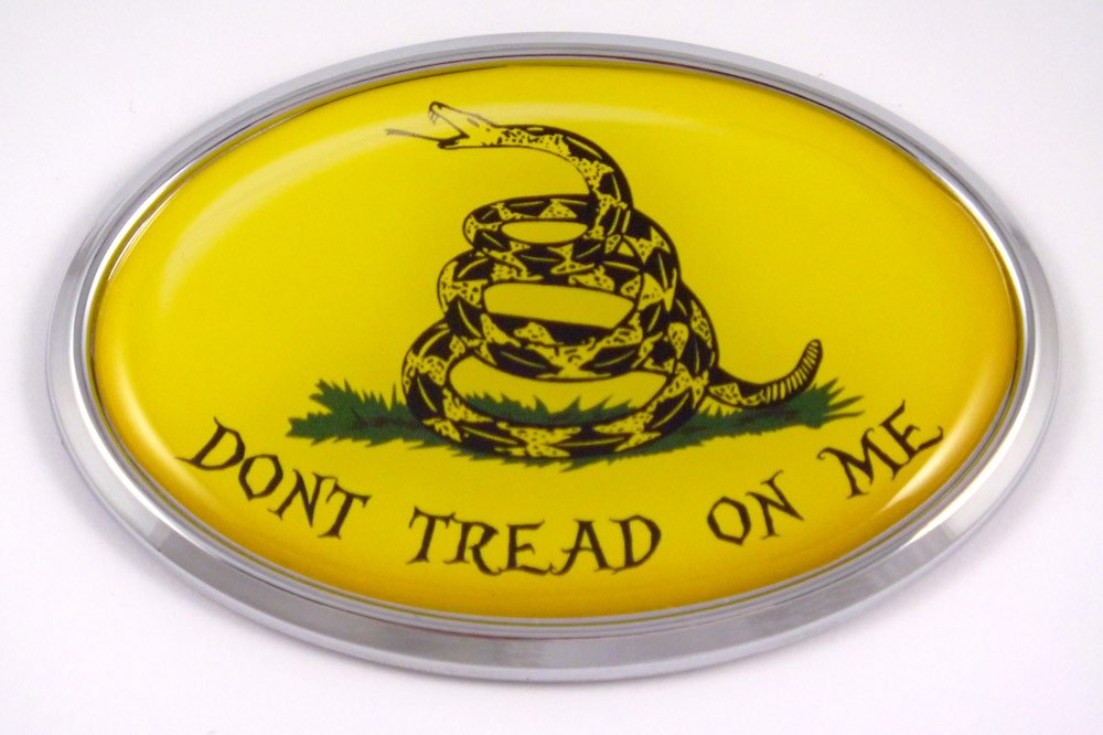 Dont Tread On Me Flag Oval 3D Chrome Emblem