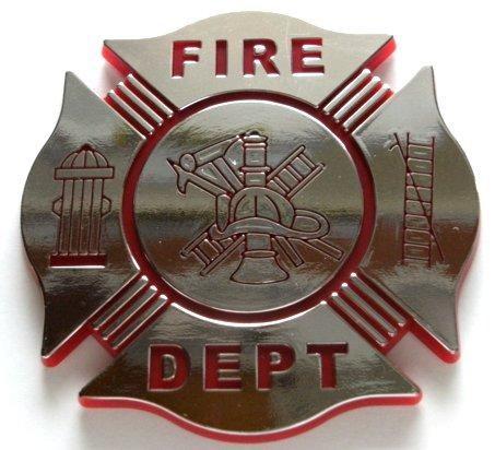 FireFighter Emblem Chrome & Red