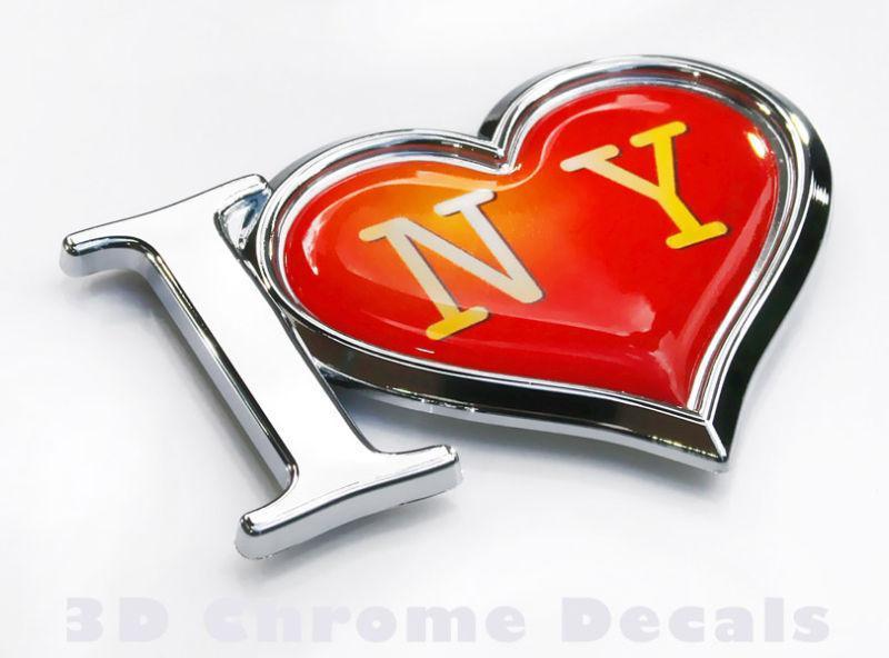 I Love New York NY Flag Chrome Emblem Sticker Car Bike Decal Sti