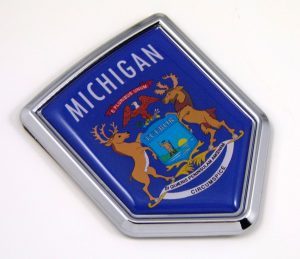 Michigan Flag Chrome Emblem