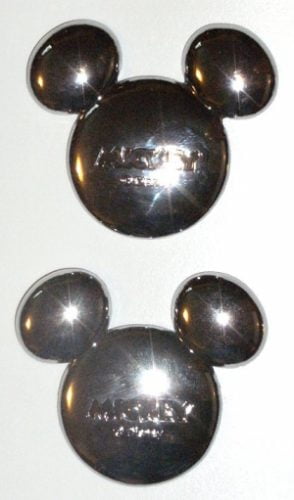 Mickey Ears Disney Solid Metal Chrome Plated Emblems PAIR