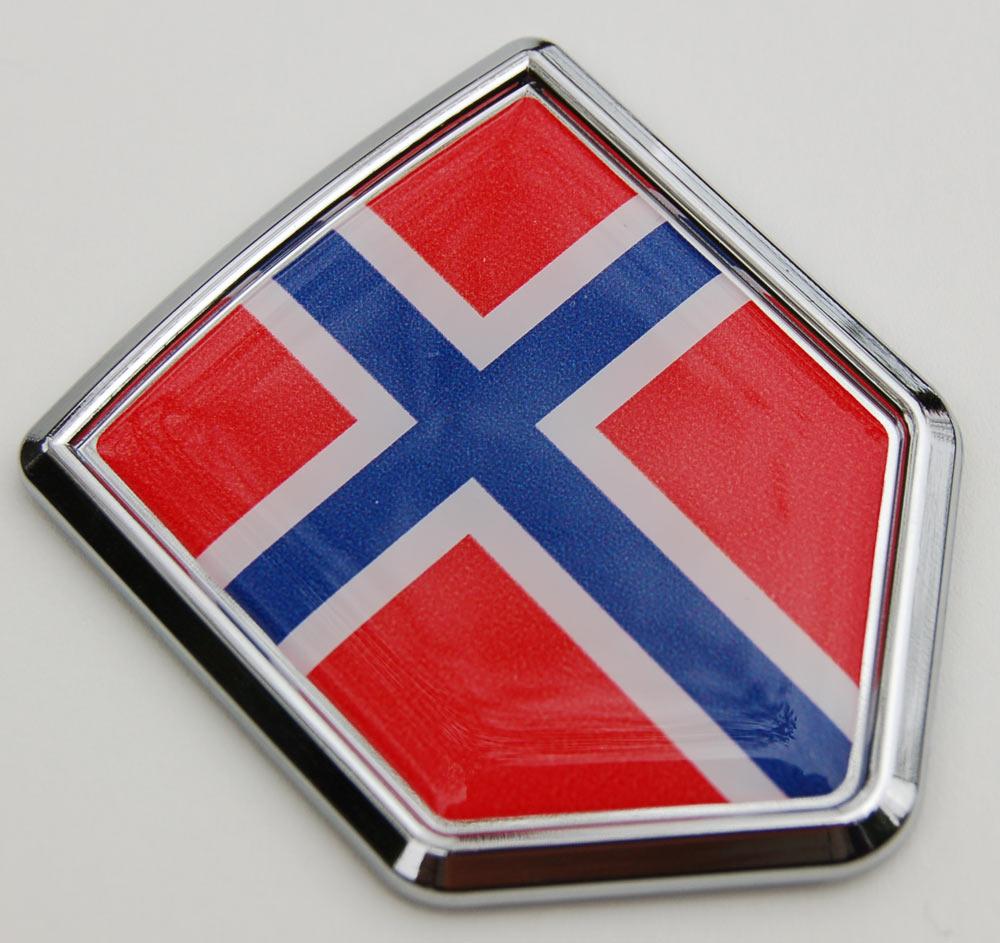 Norway Chrome Domed Flag Crest Emblem Decal Sticker