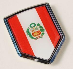 Peru Peruvian Flag Crest Chrome Emblem 3D Decal Sticker