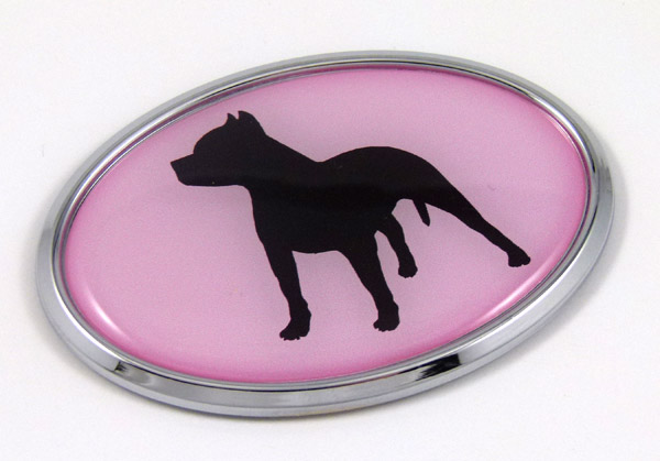 Pit Bull Pink Oval 3D Adhesive Chrome Emblem