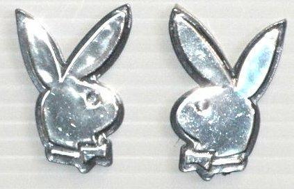 PLAYBOY LOGO Chrome with Black Small Emblems - PAIR