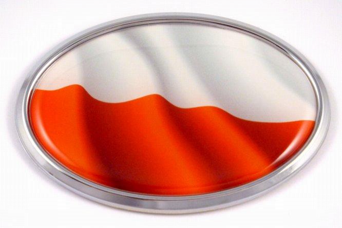Poland Wave Flag Oval 3D Chrome Emblem