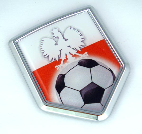 Poland Soccer Crest 3D Adhesive Chrome Auto Emblem