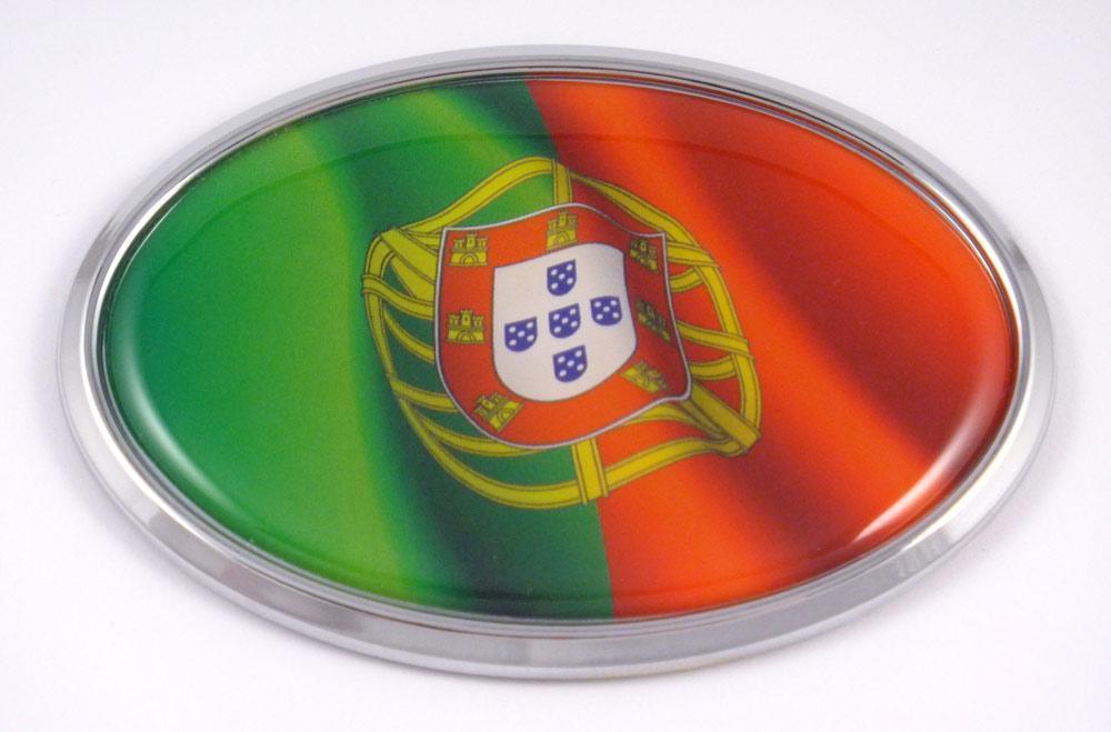Portugal Wave Flag Oval 3D Chrome Emblem