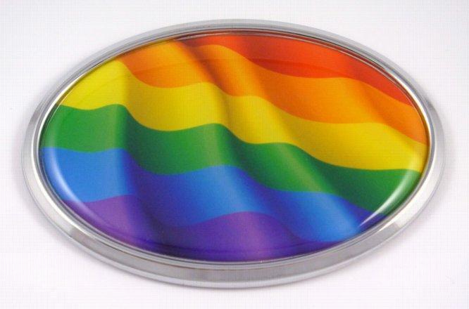 Pride Wave Flag Oval 3D Chrome Emblem