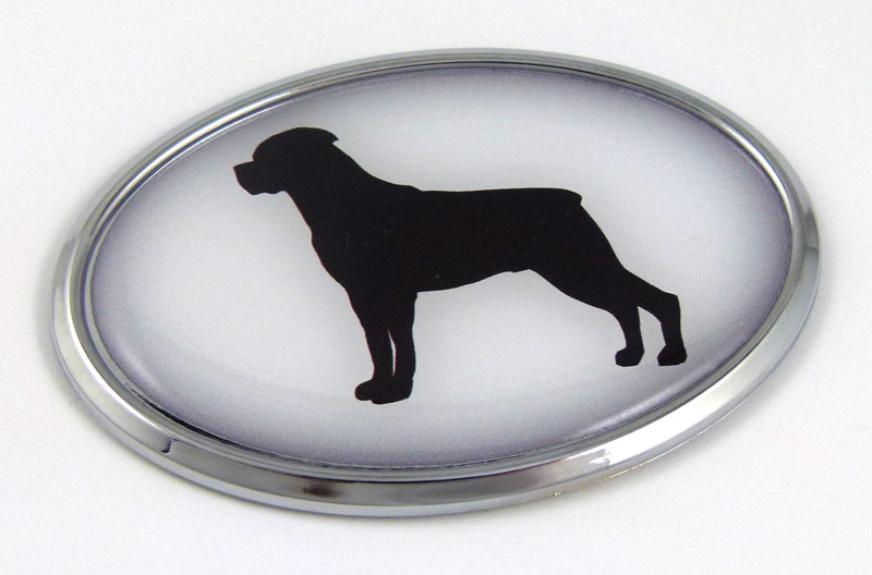Rottweiler 3D Adhesive Oval Chrome Pet Emblem