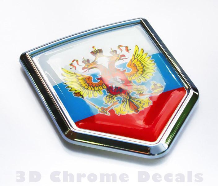 Russian Flag Emblem Russia Crest Chrome Decal Sticker