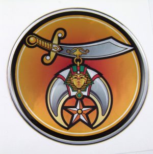 Shriner Domed 3D Chrome Background Adhesive Car Badge