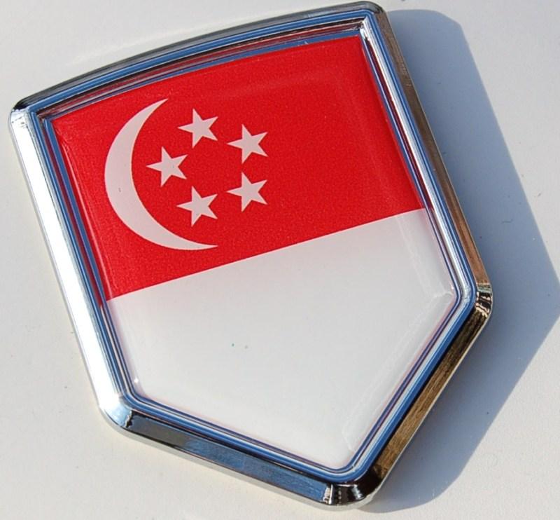 Singapore Decal Flag Crest Chrome Emblem Sticker