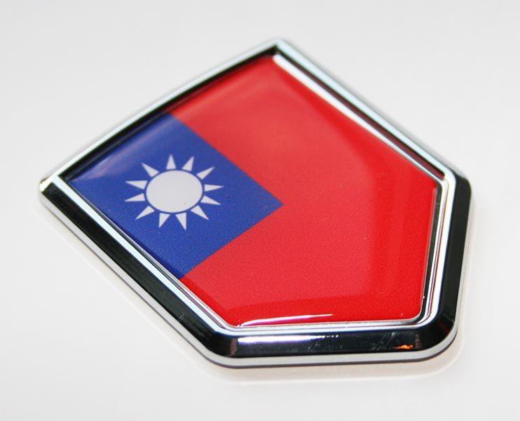 Taiwan Taiwanese Flag Decal Crest Chrome Emblem Sticker