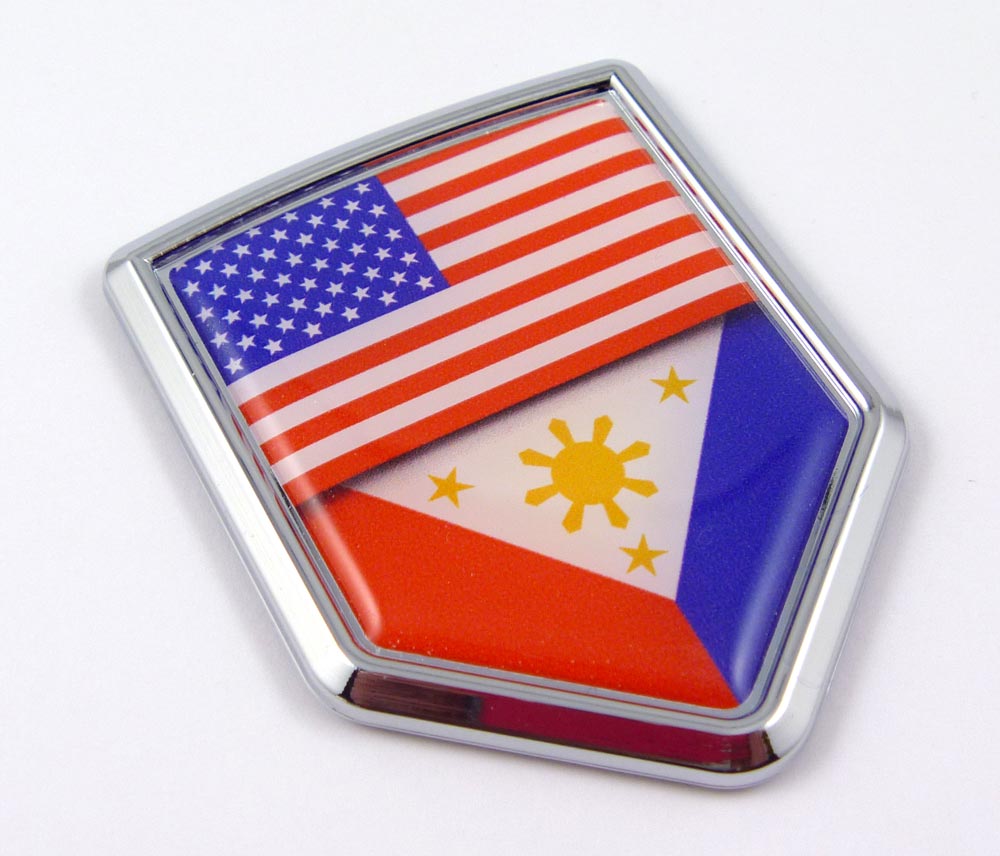 USA Philippine Crest 3D Adhesive Automobile Chrome Emblem