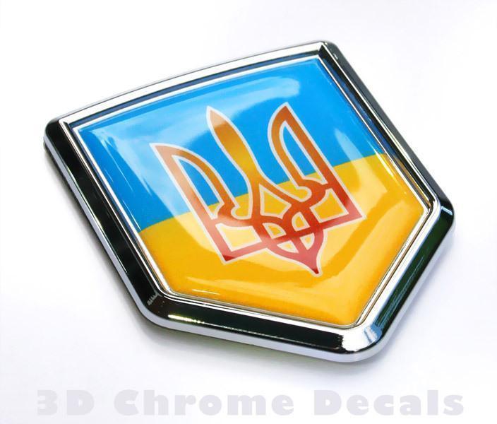 Ukraine 3D Flag Emblem CREST Emblem Decal Tryzub Trident
