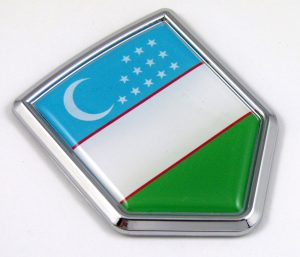 Uzbekistan 3D Adhesive Flag Crest Chrome Car Emblem