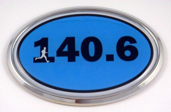 140.6 Blue Oval 3D Chrome Car Emblem