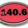 140.6 Pink Oval 3D Chrome Car Emblem