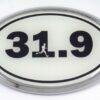 31.9 White Oval 3D Chrome Car Emblem