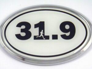 31.9 White Oval 3D Chrome Car Emblem