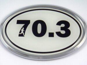 70.3 White Oval 3D Chrome Car Emblem