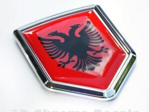 Albania Flag Crest Chrome Emblem 3D Decal Sticker