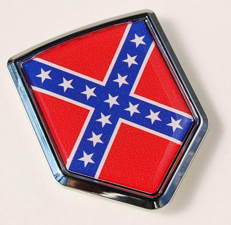 American Rebel Confederate Flag Emblem Chrome Crest Decal