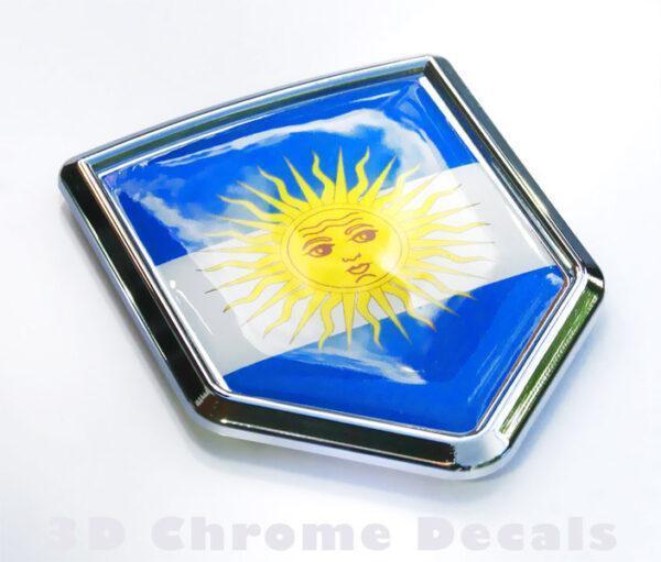 Argentina Flag Crest Chrome Emblem 3D Decal Sticker