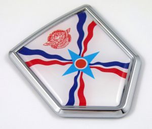 Assyrian 3D Chrome Flag Crest Emblem Car Decal