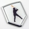 Baseball Batter 3D Shield Chrome Emblem Domed Sticker