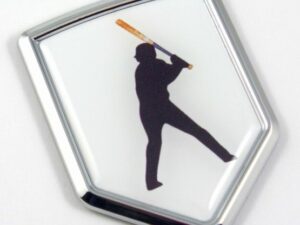 Baseball Batter 3D Shield Chrome Emblem Domed Sticker