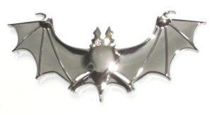 Bat Solid Metal Chrome Emblem with Crystal Eyes