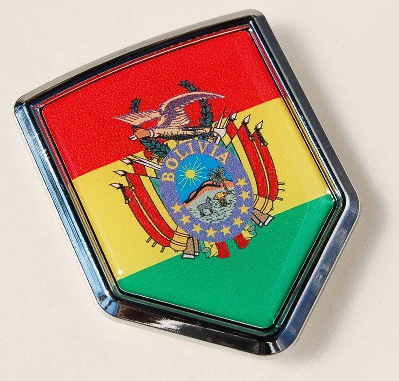 Bolivia Flag Bolivian Crest Chrome Emblem Decal Sticker
